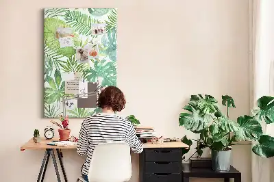 Tableau affichage liège Aquarelle de feuilles de forêt