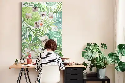 Tableau affichage liège Aquarelle de feuilles de forêt