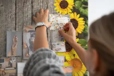 Tableau affichage liège Tournesols sur fond de bois