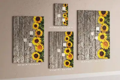 Tableau affichage liège Tournesols sur fond de bois