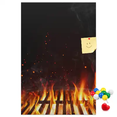 Tableau de liège décoratif Flammes du gril