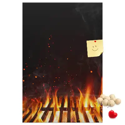 Tableau de liège décoratif Flammes du gril