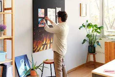 Tableau de liège décoratif Flammes du gril