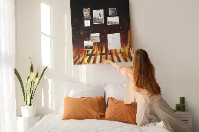 Tableau de liège décoratif Flammes du gril