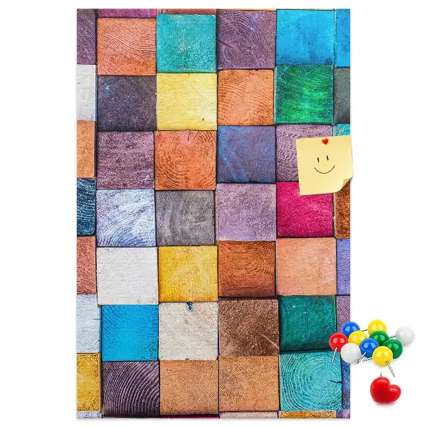 Tableau de liège décoratif Blocs de bois colorés