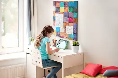 Tableau de liège décoratif Blocs de bois colorés