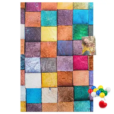 Tableau de liège décoratif Blocs de bois colorés