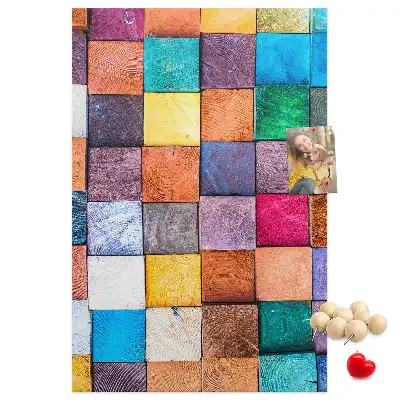 Tableau de liège décoratif Blocs de bois colorés