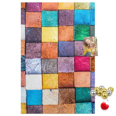 Tableau de liège décoratif Blocs de bois colorés