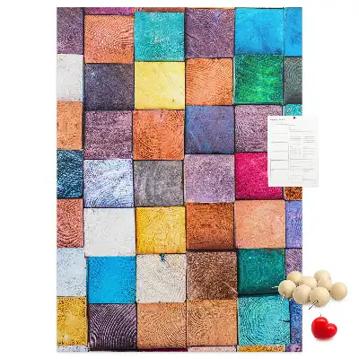 Tableau de liège décoratif Blocs de bois colorés