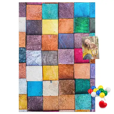 Tableau de liège décoratif Blocs de bois colorés