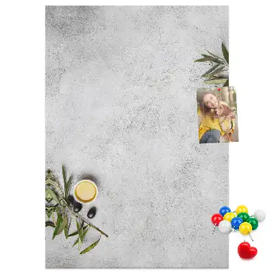 Tableau de liège décoratif Fond en béton et olives