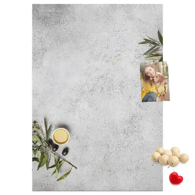 Tableau de liège décoratif Fond en béton et olives