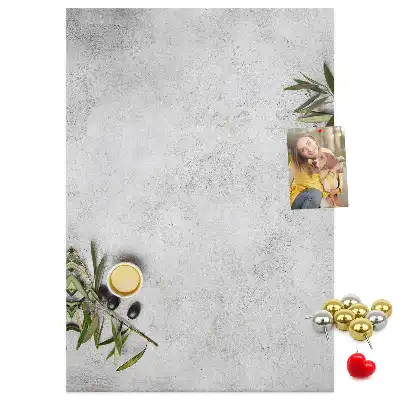 Tableau de liège décoratif Fond en béton et olives