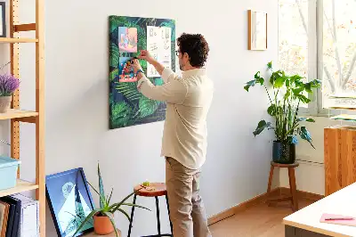 Tableau affichage liège Grandes feuilles exotiques