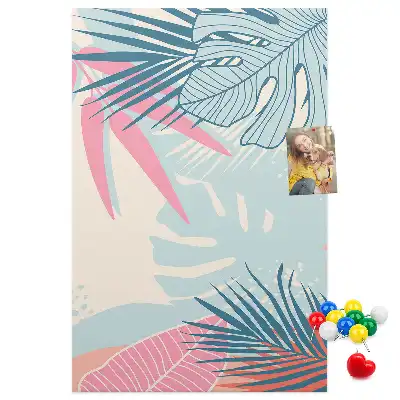 Image tableau en liège Feuilles aux teintes pastel