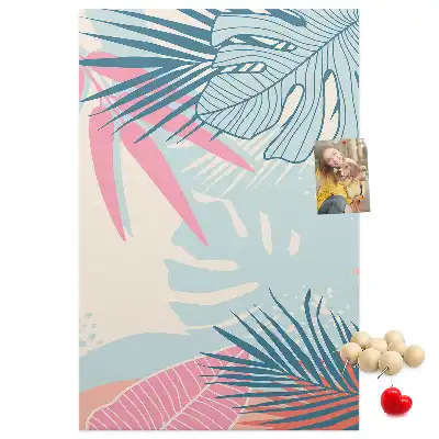 Image tableau en liège Feuilles aux teintes pastel