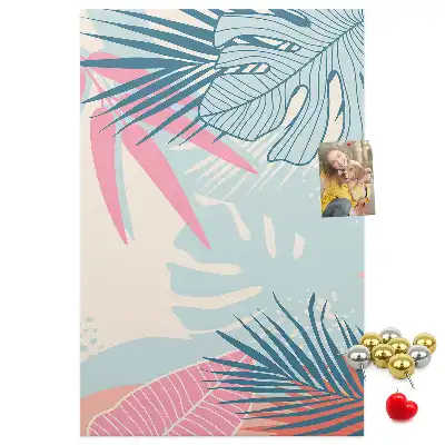 Image tableau en liège Feuilles aux teintes pastel
