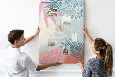 Image tableau en liège Feuilles aux teintes pastel