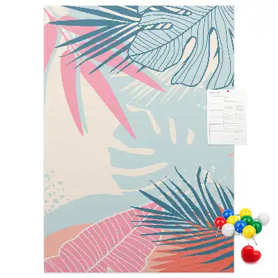 Image tableau en liège Feuilles aux teintes pastel