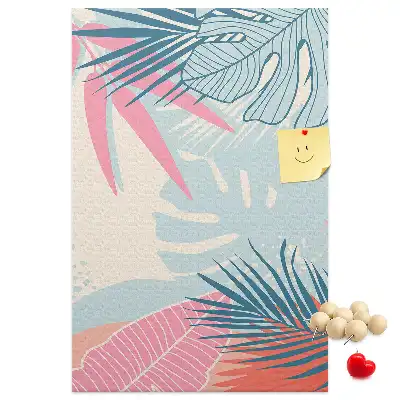 Image tableau en liège Feuilles aux teintes pastel