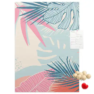 Image tableau en liège Feuilles aux teintes pastel
