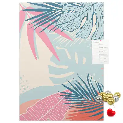 Image tableau en liège Feuilles aux teintes pastel