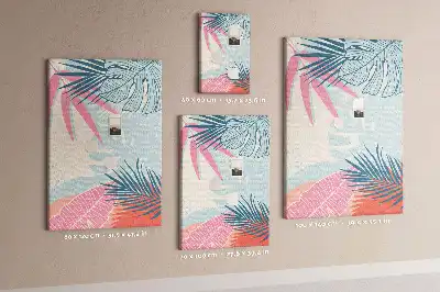 Image tableau en liège Feuilles aux teintes pastel