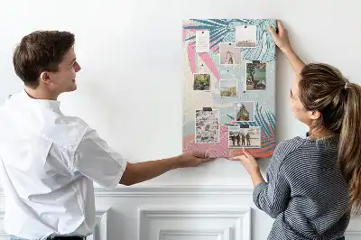 Image tableau en liège Feuilles aux teintes pastel