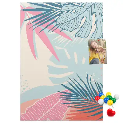Image tableau en liège Feuilles aux teintes pastel