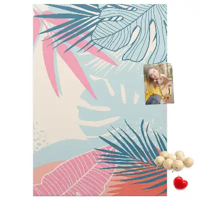 Image tableau en liège Feuilles aux teintes pastel