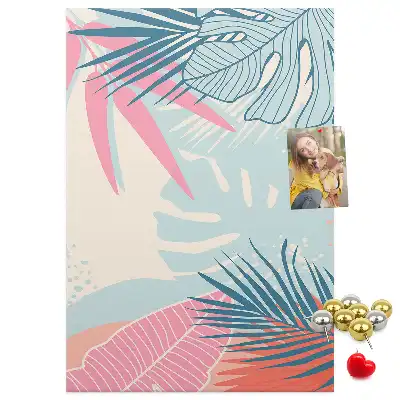 Image tableau en liège Feuilles aux teintes pastel