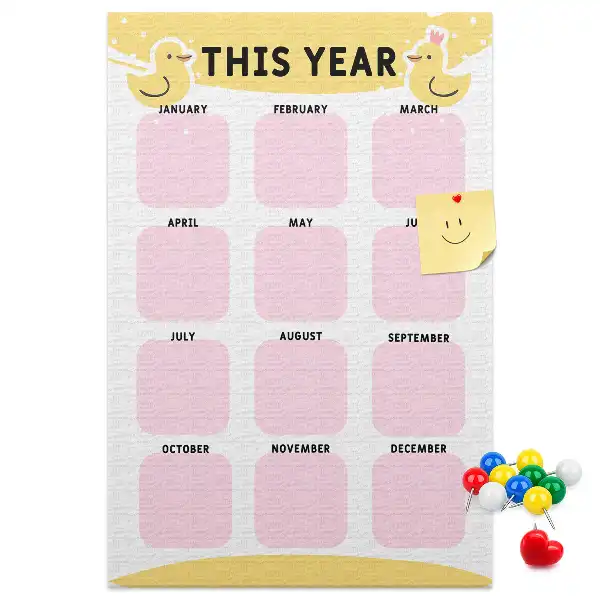 Tableau de liège décoratif Calendrier annuel