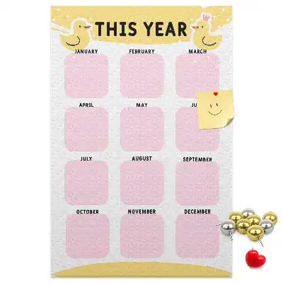 Tableau de liège décoratif Calendrier annuel