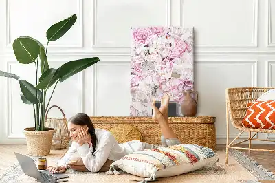 Tableau affichage liège Fleurs roses