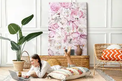 Tableau affichage liège Fleurs roses