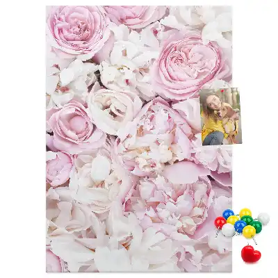 Tableau affichage liège Fleurs roses