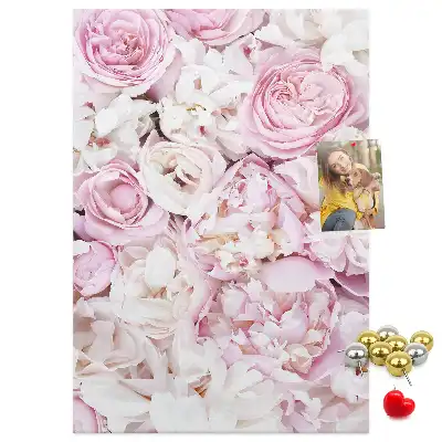 Tableau affichage liège Fleurs roses