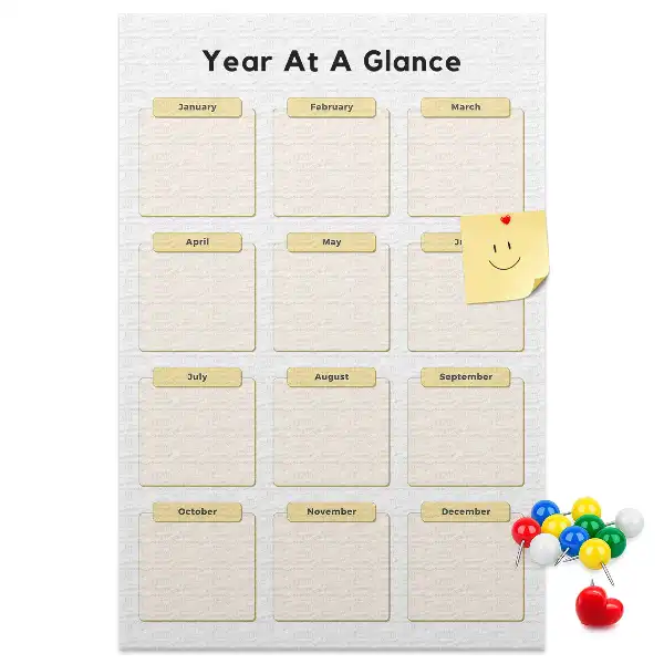 Tableau de liège décoratif Calendrier annuel