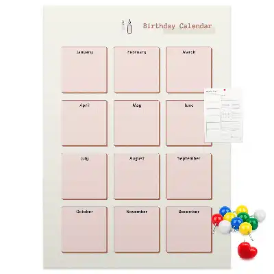 Image tableau en liège Calendrier d'anniversaire