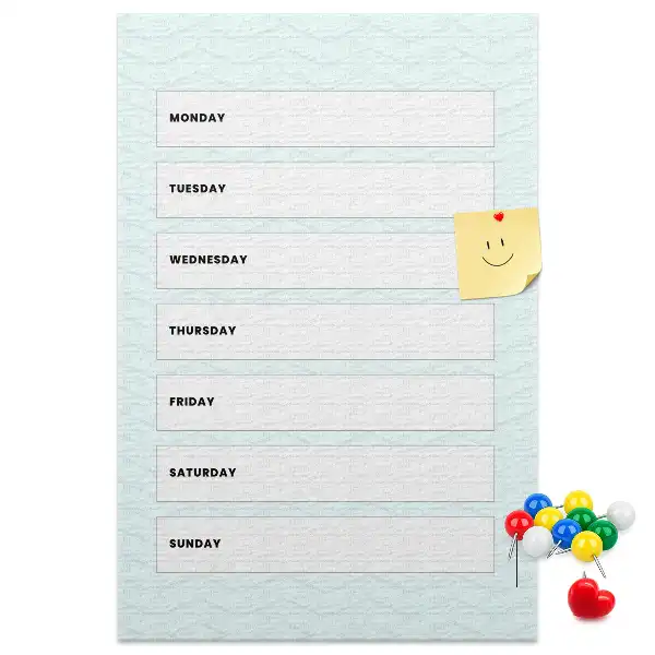 Tableau de liège décoratif Programme hebdomadaire