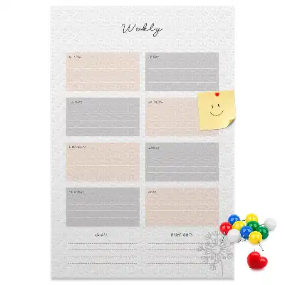 Tableau de liège décoratif Agenda hebdomadaire