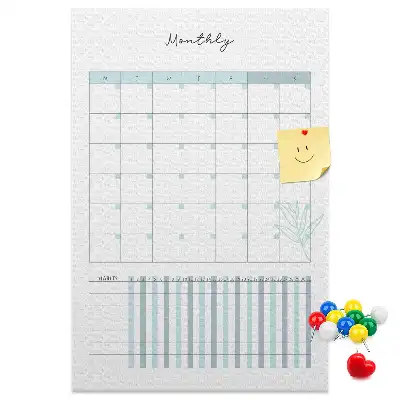 Tableau d'affichage en liège avec calendrier mensuel