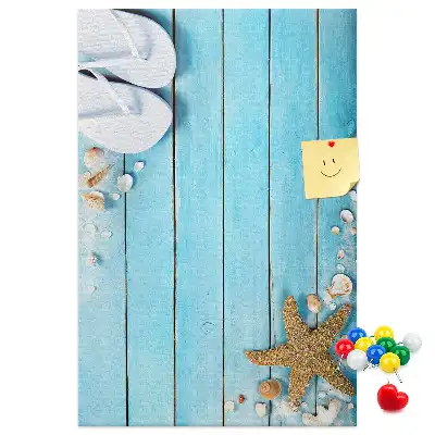 Tableau de liège décoratif Coquillages sur bois