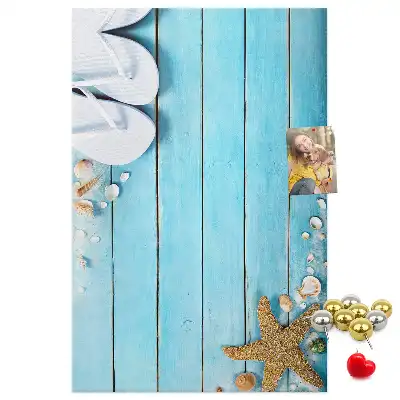 Tableau de liège décoratif Coquillages sur bois