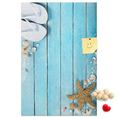 Tableau de liège décoratif Coquillages sur bois