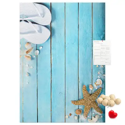 Tableau de liège décoratif Coquillages sur bois