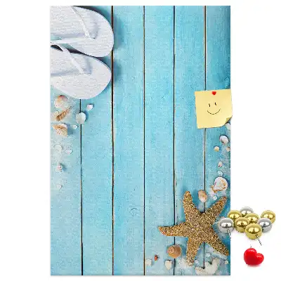 Tableau de liège décoratif Coquillages sur bois