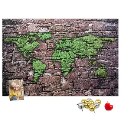 Tableau de liège Carte du monde sur le mur