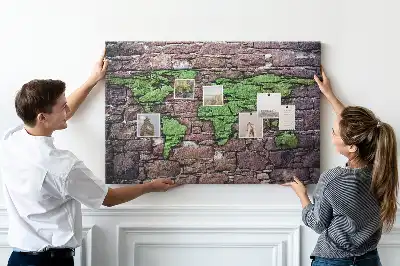 Tableau de liège Carte du monde sur le mur